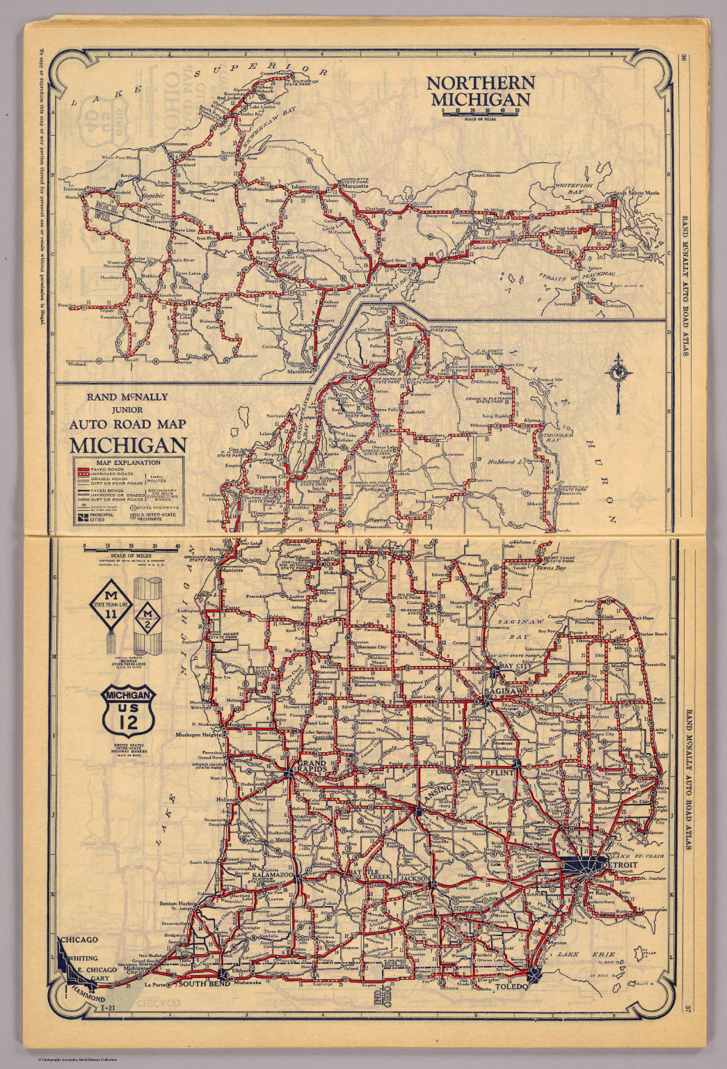 Old Michigan Road Maps Tourist Map Of English 8455