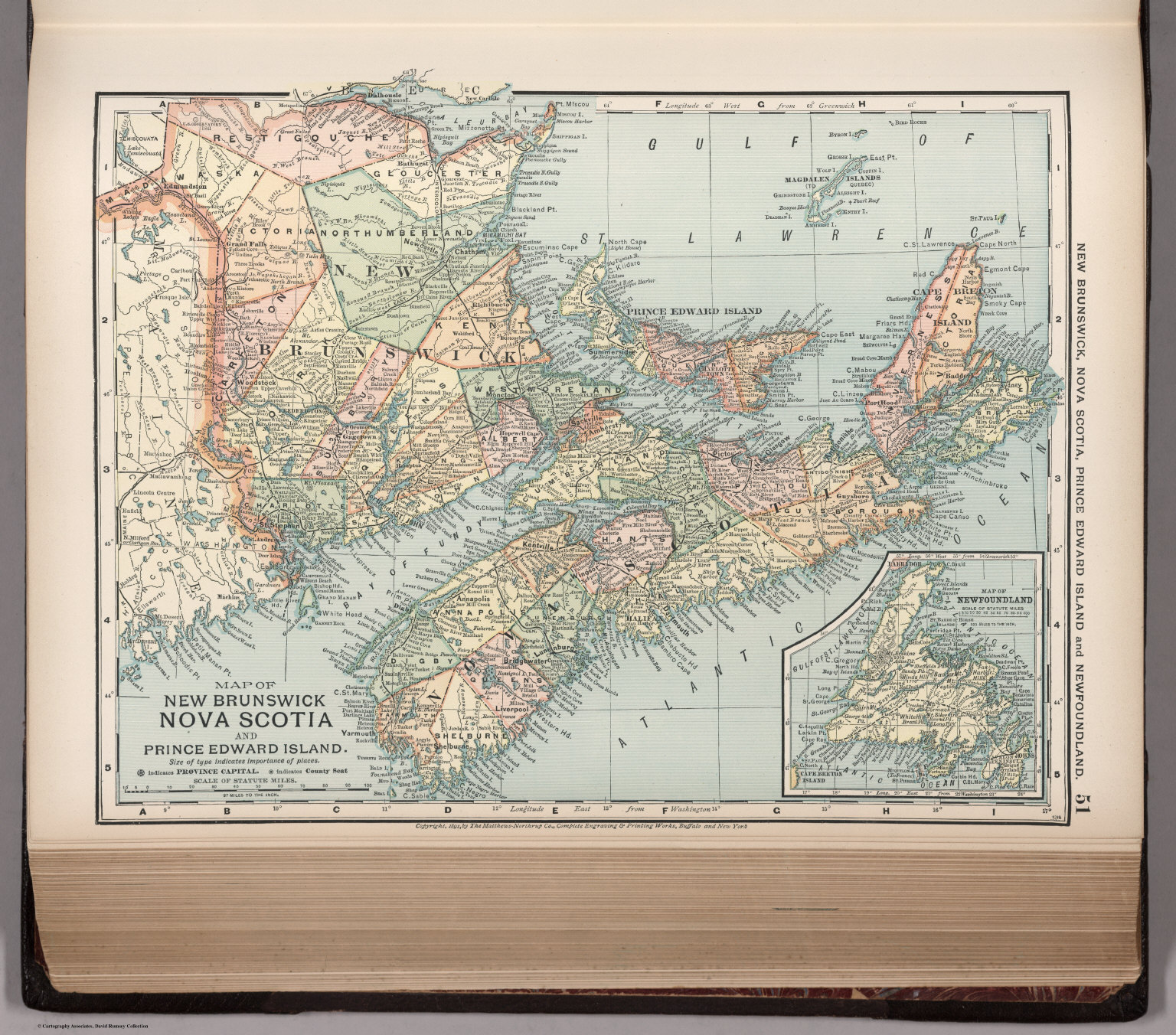 Map of New Brunswick, Nova Scotia, Prince Edward Island and