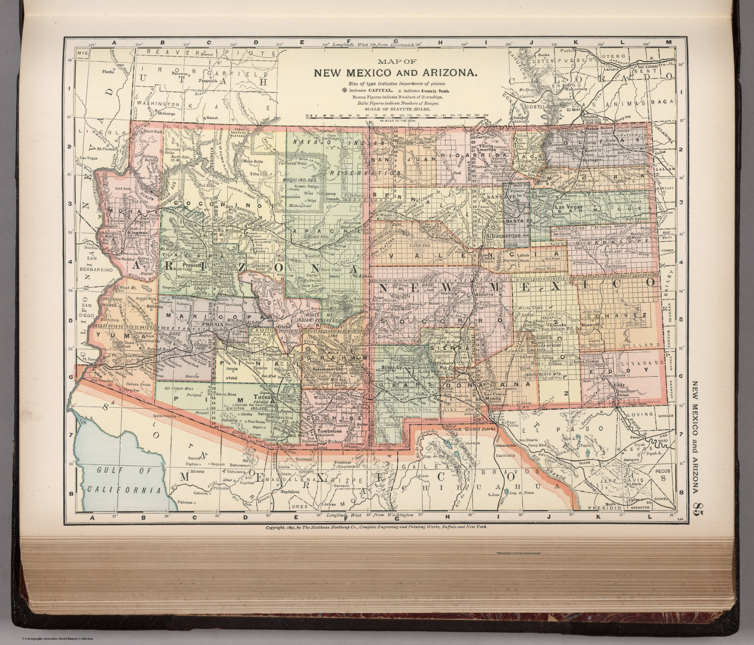 Map of New Mexico and Arizona. 85 David Rumsey Historical Map Collection