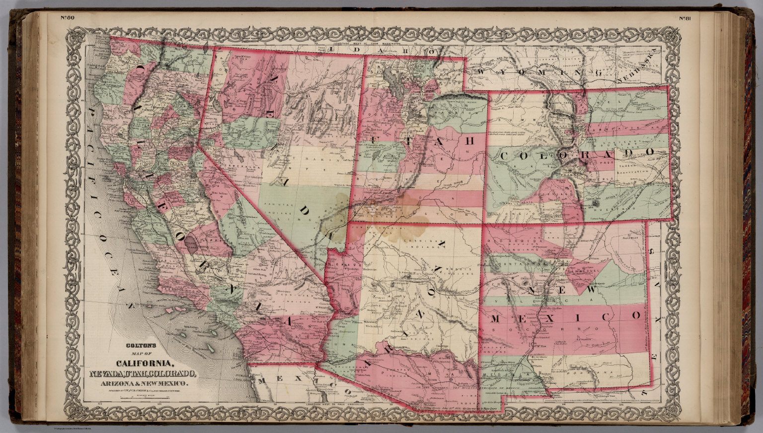 Map Of New Mexico And Colorado California, Nevada, Utah, Colorado, Arizona And New Mexico. - David Rumsey  Historical Map Collection