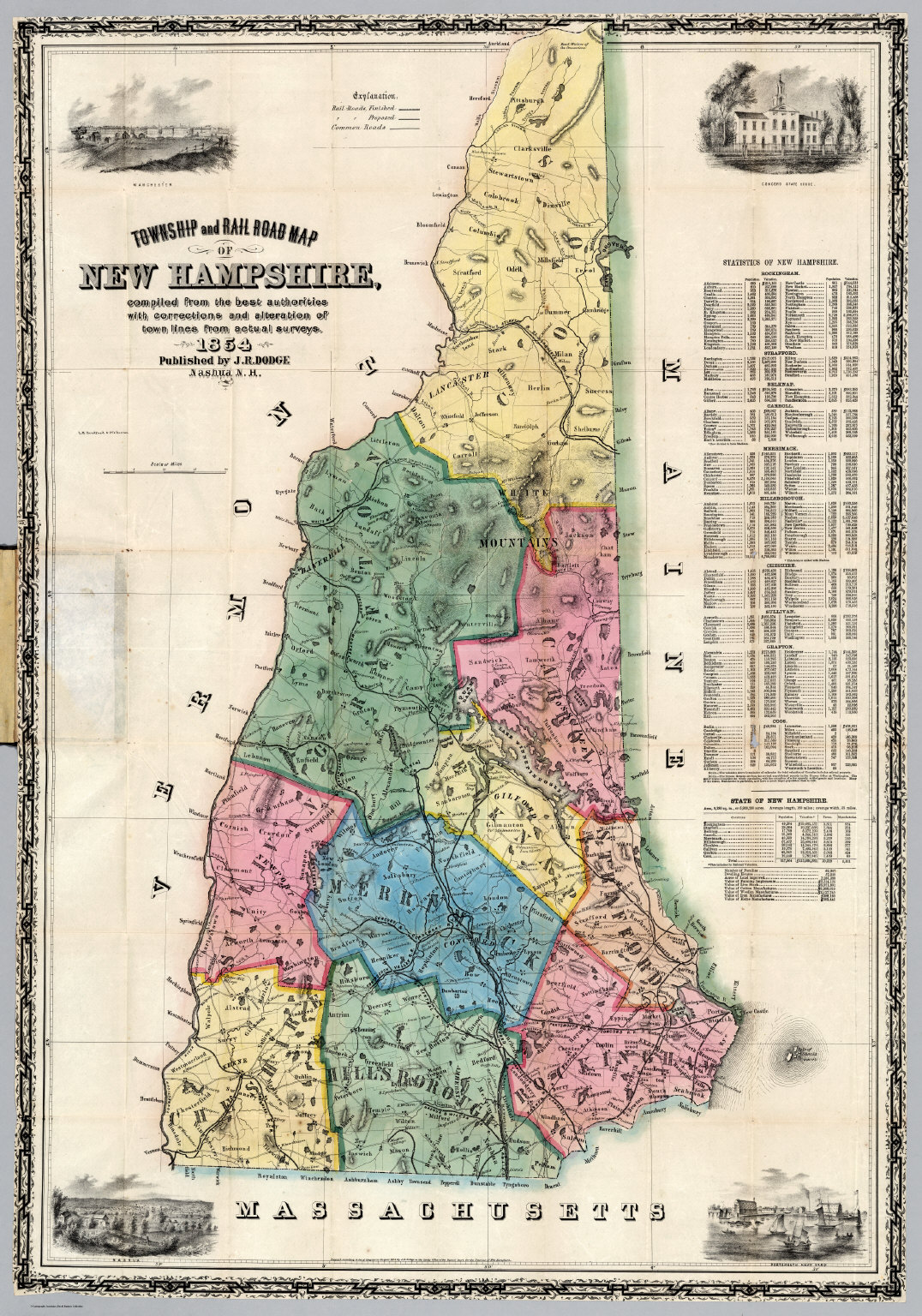 New Hampshire Railroad Map Township And Railroad Map Of New Hampshire - David Rumsey Historical Map  Collection