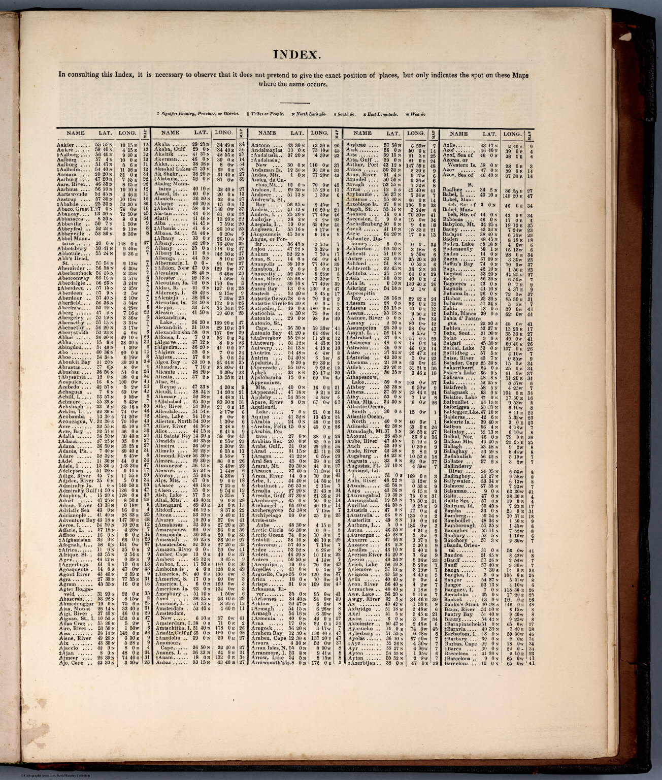 Index Page: Index (Gazetteer). - David Rumsey Historical Map Collection