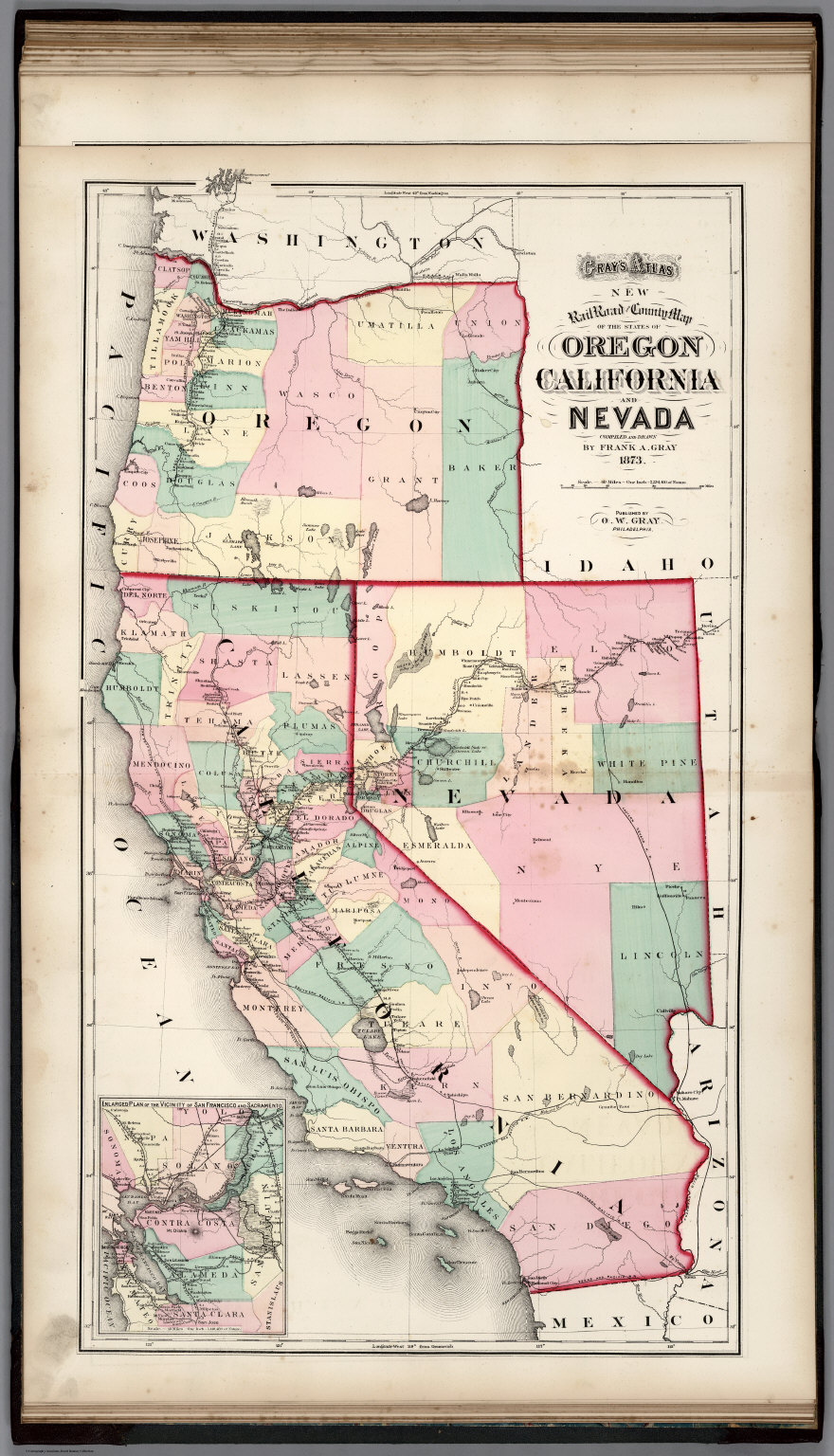 Railroad and County Map of Oregon, California, and Nevada. - David Rumsey Historical Map Collection