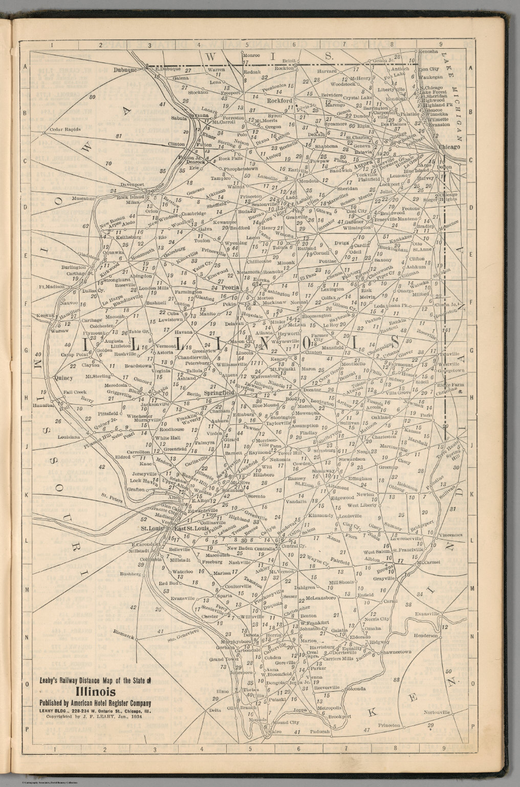 Railway Distance Map of the State of Illinois - David Rumsey Historical ...