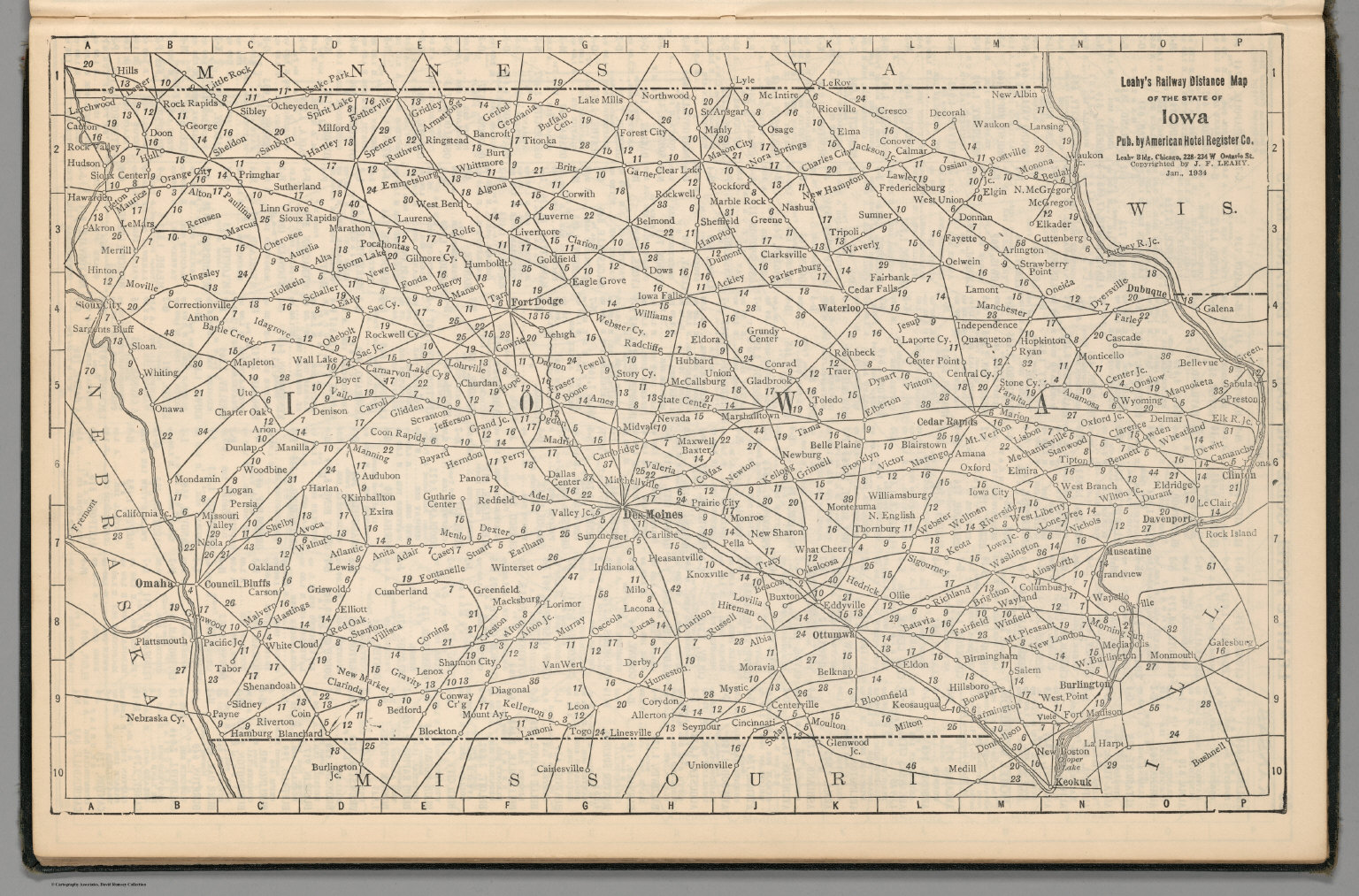 (Continues) Railway Distance Map of the State of Iowa - David Rumsey ...