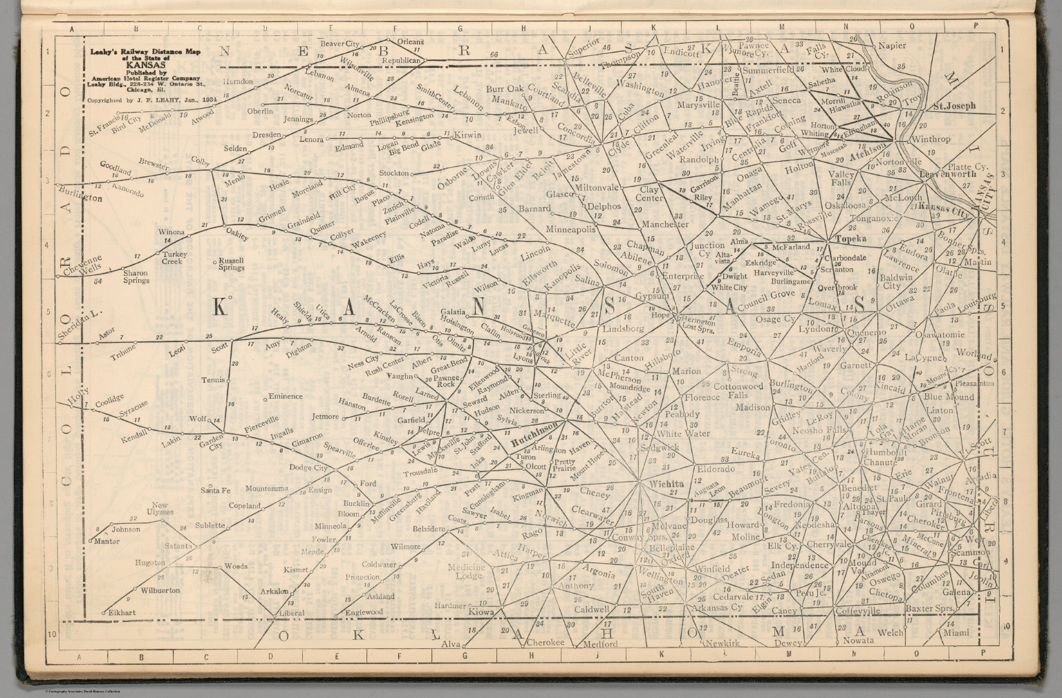 (Continues) Railway Distance Map of the State of Kansas - David Rumsey ...