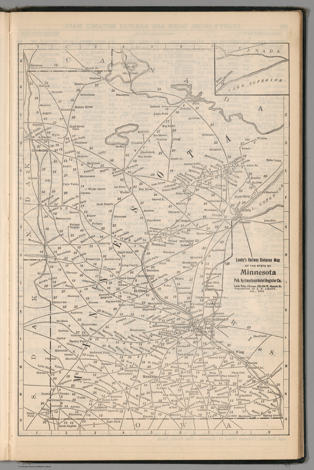 Continues Railway Distance Map Of The State Of Minnesota David