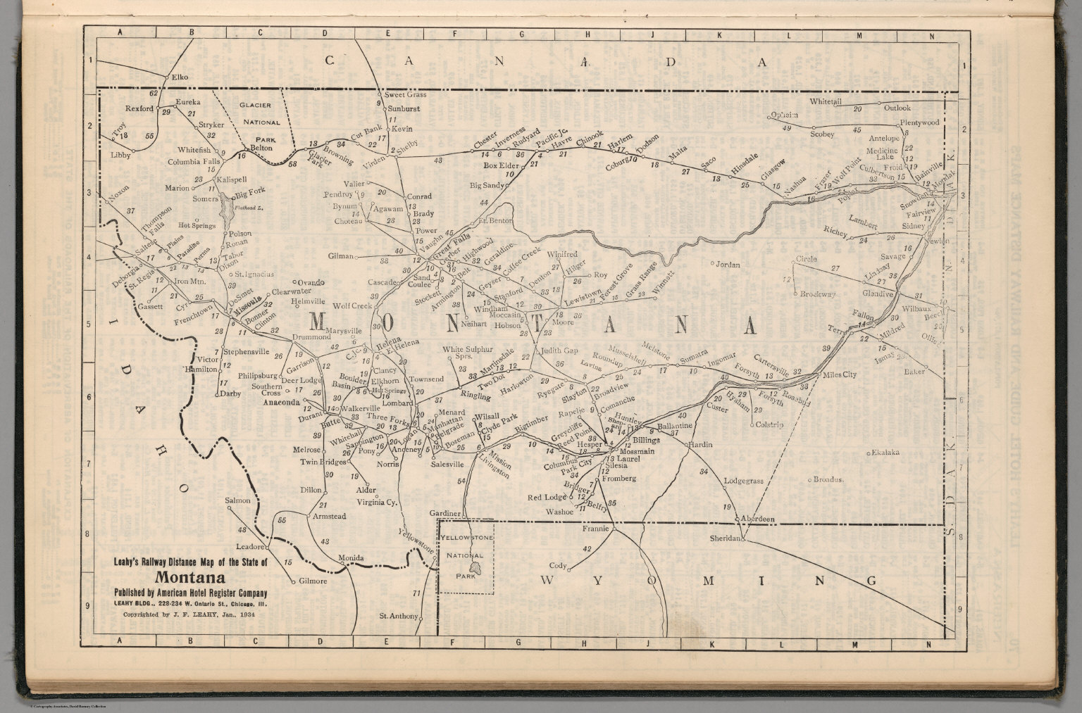 Railway Distance Map of the State of Montana - David Rumsey Historical ...