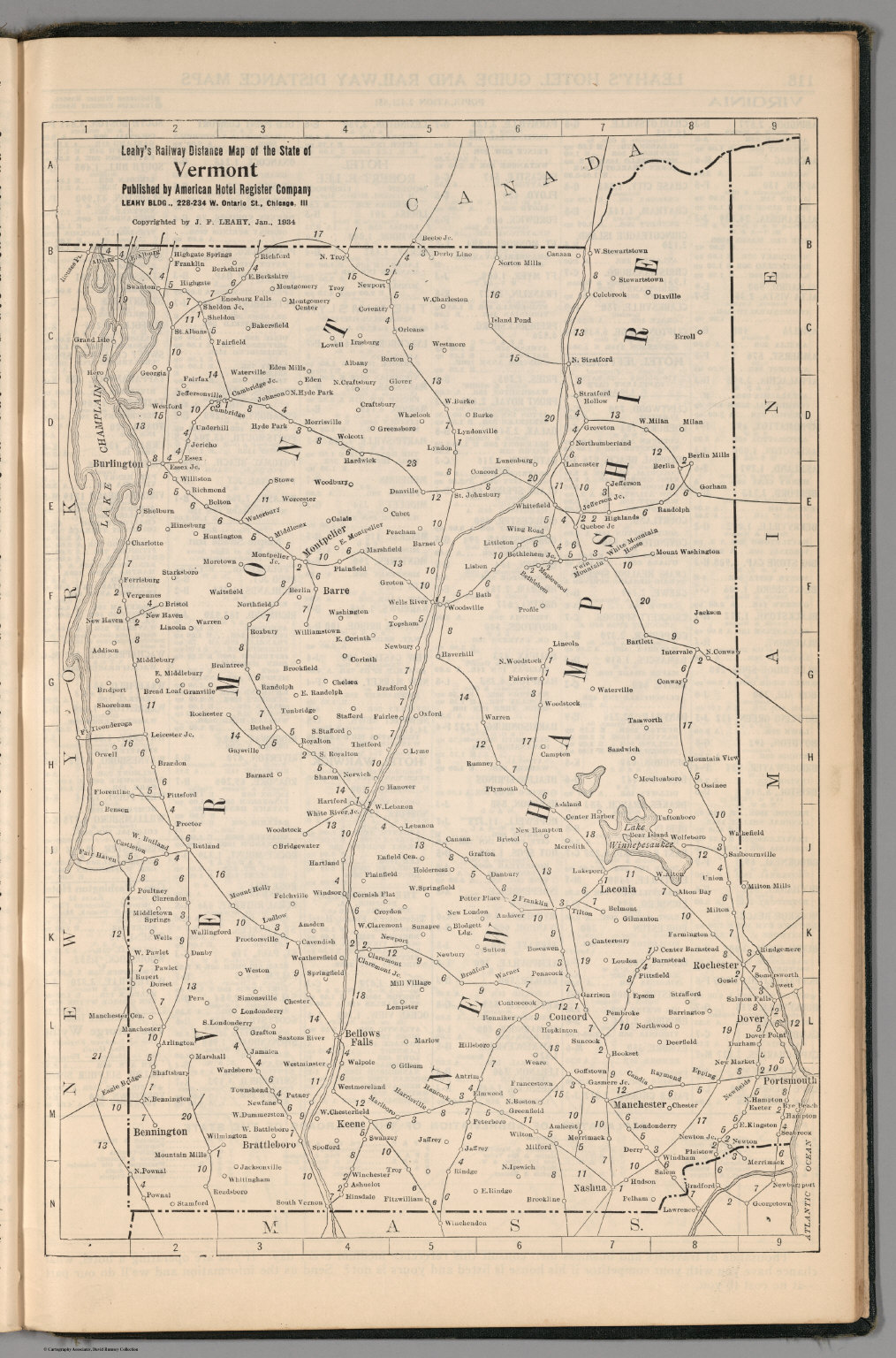 Railway Distance Map of the State of Vermont - David Rumsey Historical ...