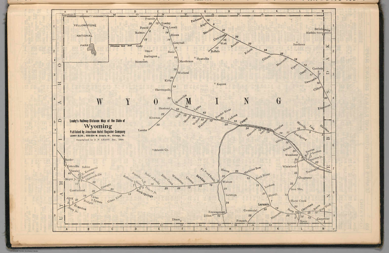 Railway Distance Map of the State of Wyoming - David Rumsey Historical ...