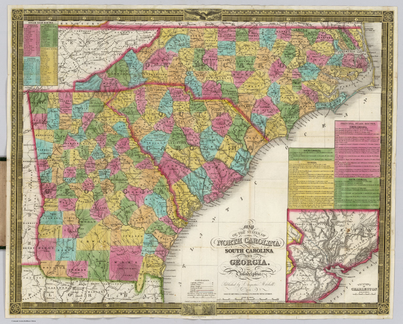 Map Of Ga And Nc North Carolina South Carolina And Georgia - David Rumsey Historical Map  Collection