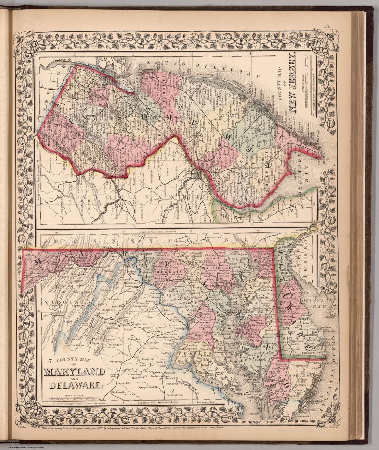 County map of New Jersey. County map of Maryland and Delaware - David ...