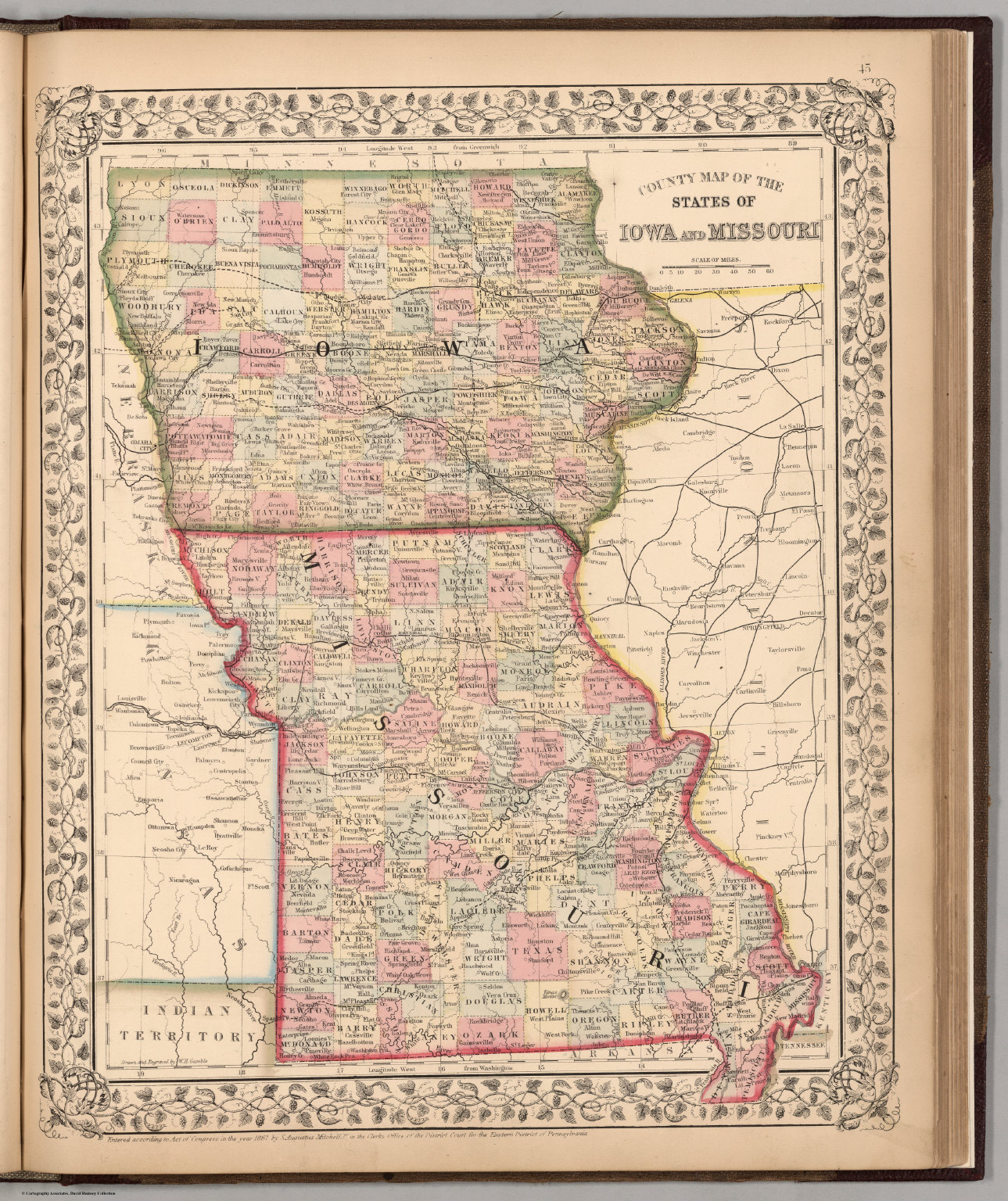 County map of the States of Iowa and Missouri - David Rumsey Historical ...