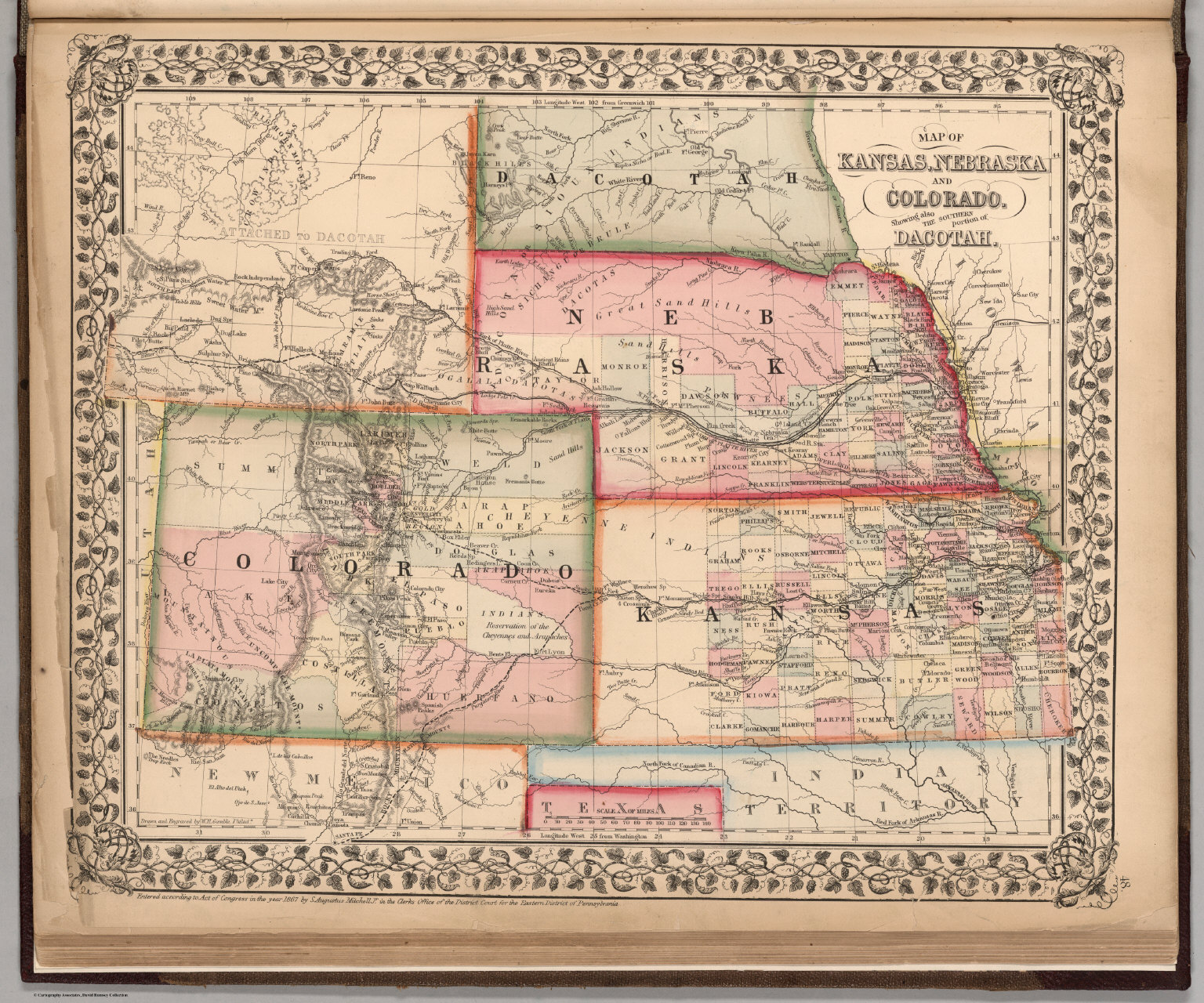 Map of Kansas, Nebraska and Colorado, South Dakota - David Rumsey ...