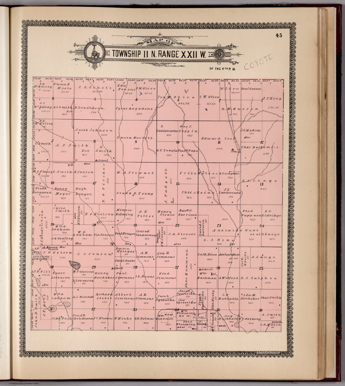 Township 11 N Range Xxii W David Rumsey Historical Map Collection 7182
