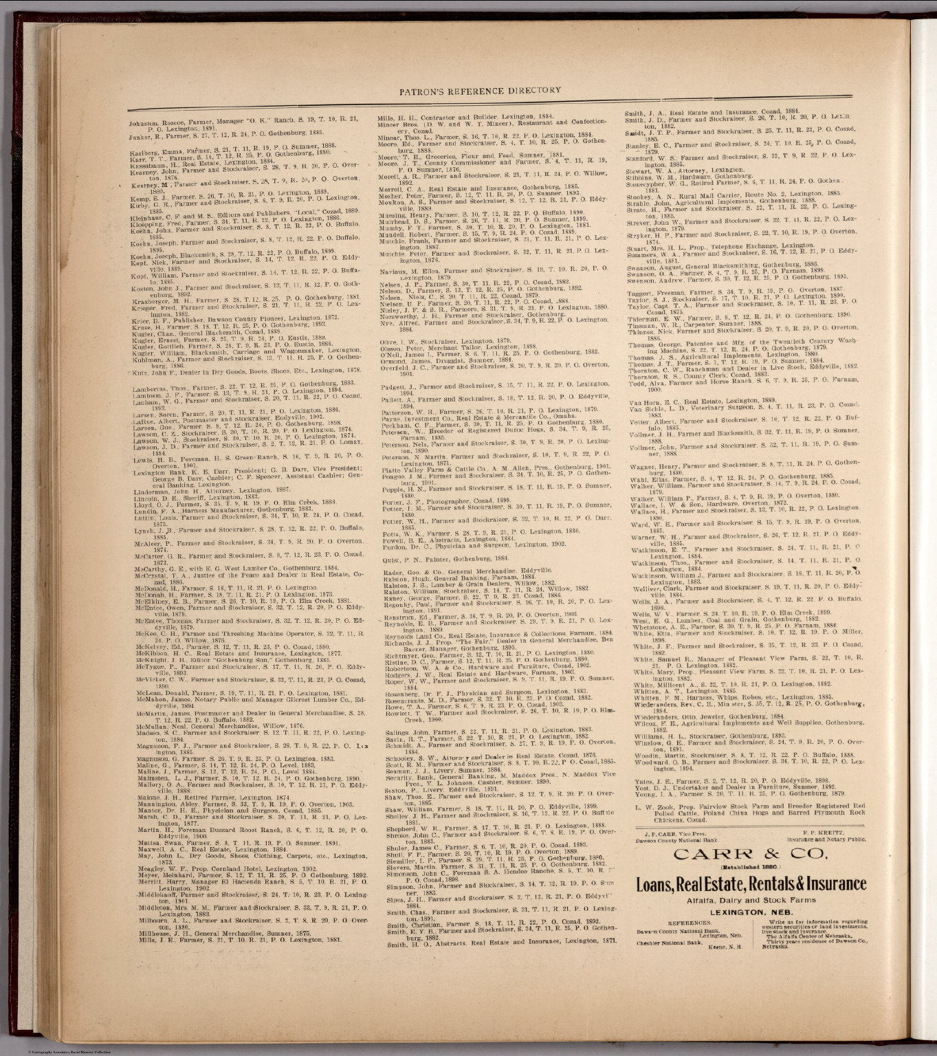 Text Patrons' Reference Directory of Dawson County, Nebraska