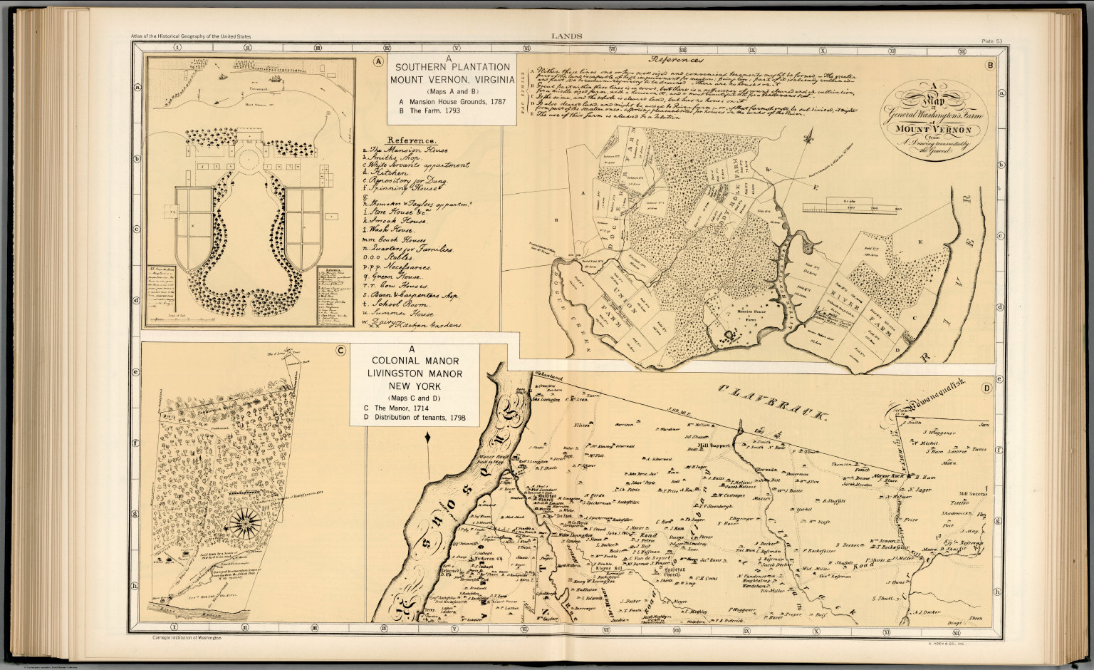 Plate 53. Lands. Mount Vernon, Virginia, 1787; Livingston Manor, New ...