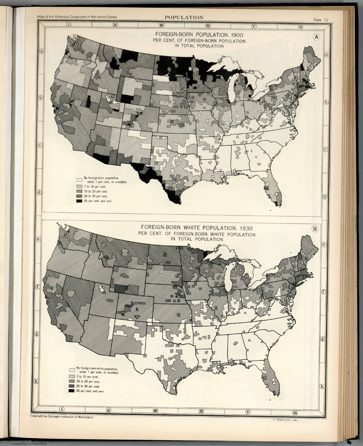Plate 72 Population Foreign Born Population 1900 1930 David Rumsey Historical Map Collection