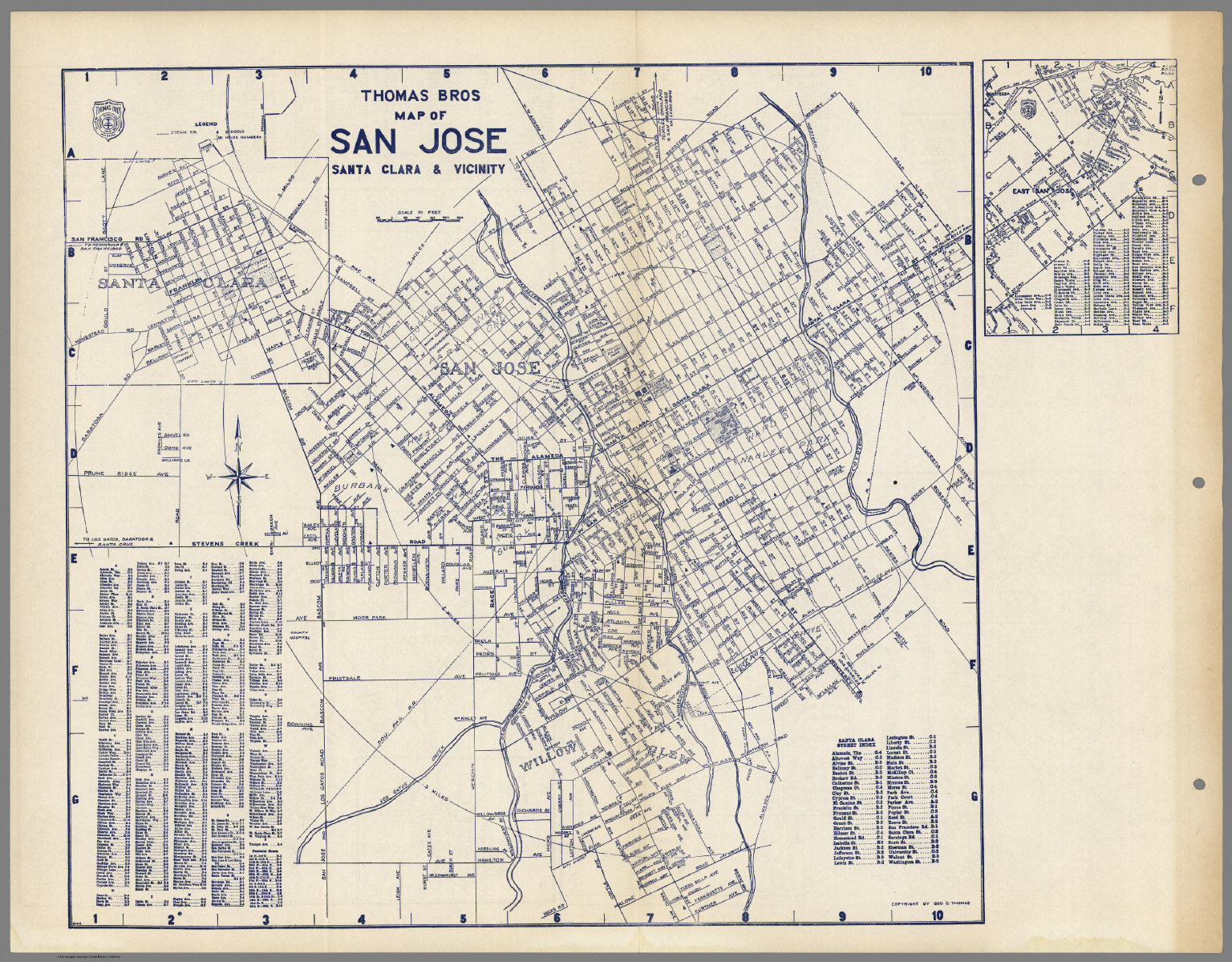 Thomas Bros Map Of San Jose Santa Clara Vicinity California David Rumsey Historical Map