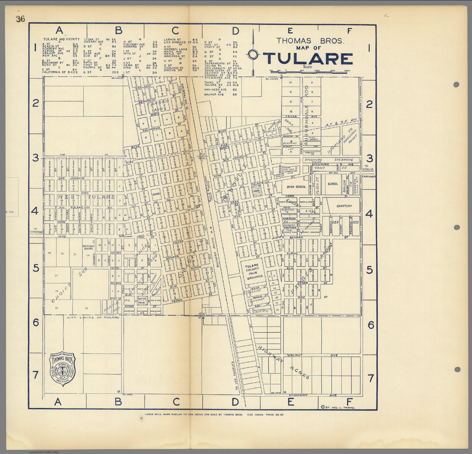 Thomas Bros. Map of Tulare, California. - David Rumsey Historical Map 