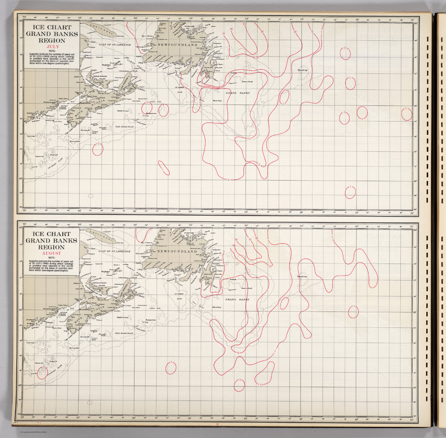 Ice Chart Grand Banks Region July August David Rumsey Historical