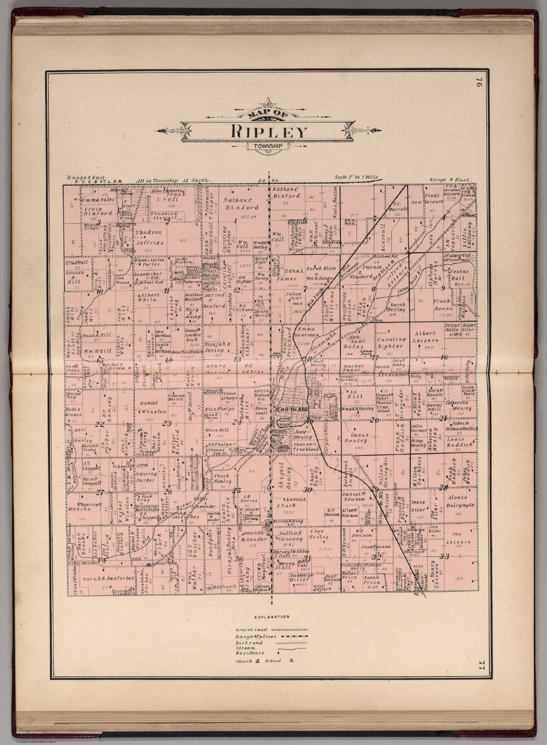 Ripley Township, Rush County, Indiana. David Rumsey Historical Map