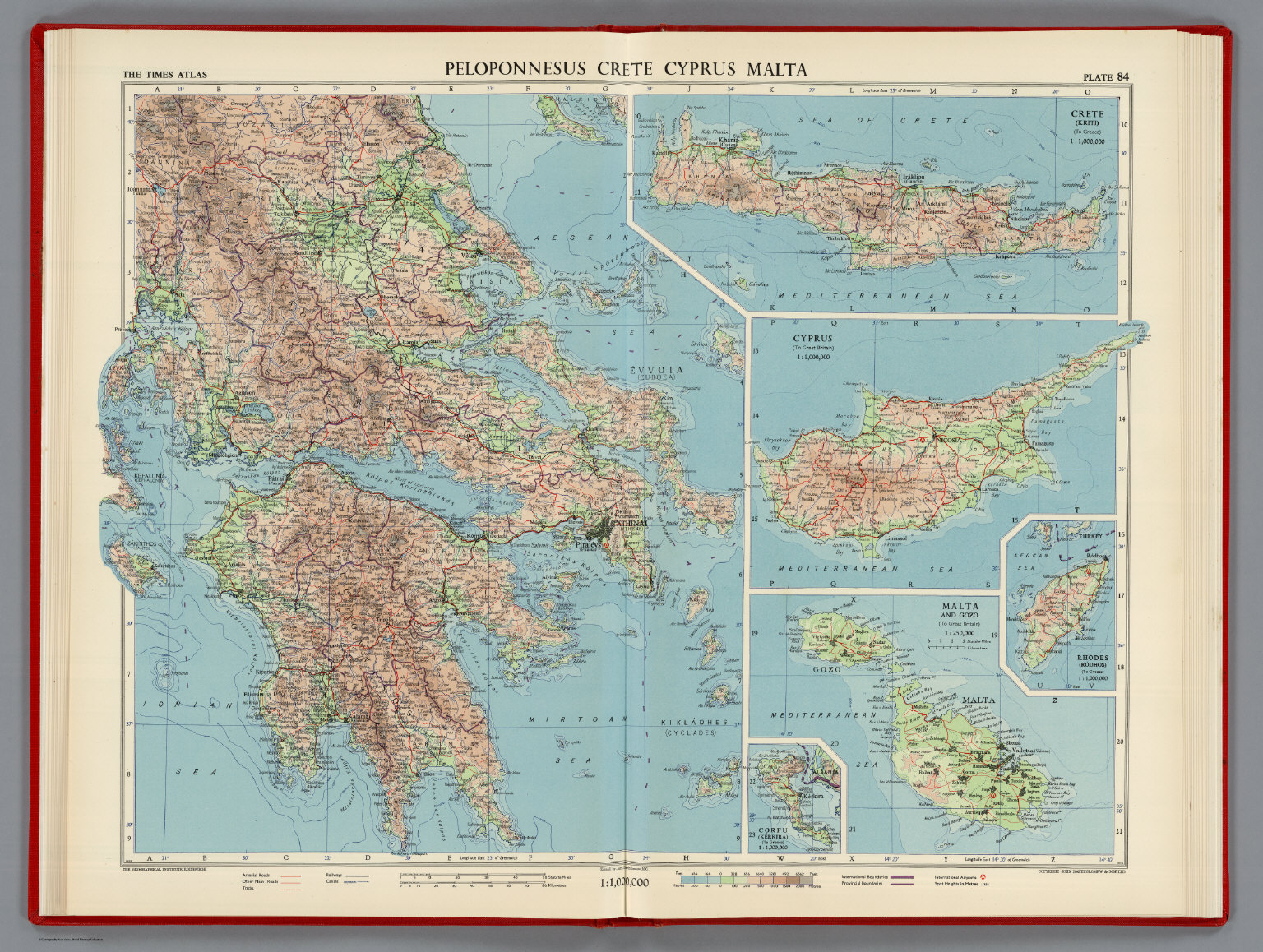 Crete And Cyprus Map Peloponnesus Crete Cyprus Malta, Plate 84, V. Iv - David Rumsey Historical  Map Collection