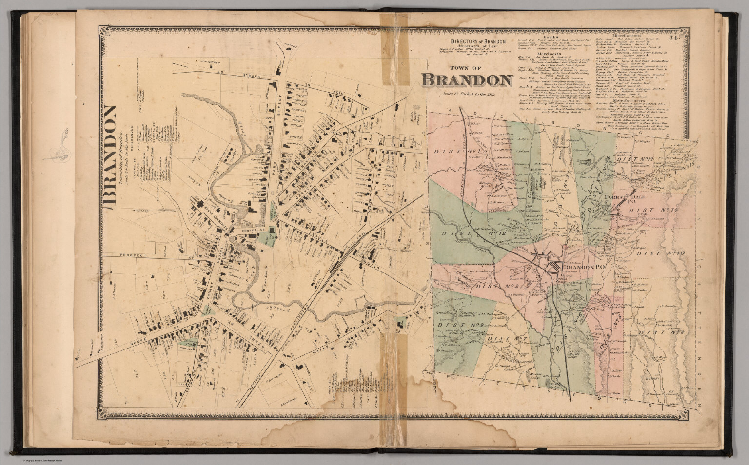 Brandon, Rutland County, Vermont. Brandon. David Rumsey Historical