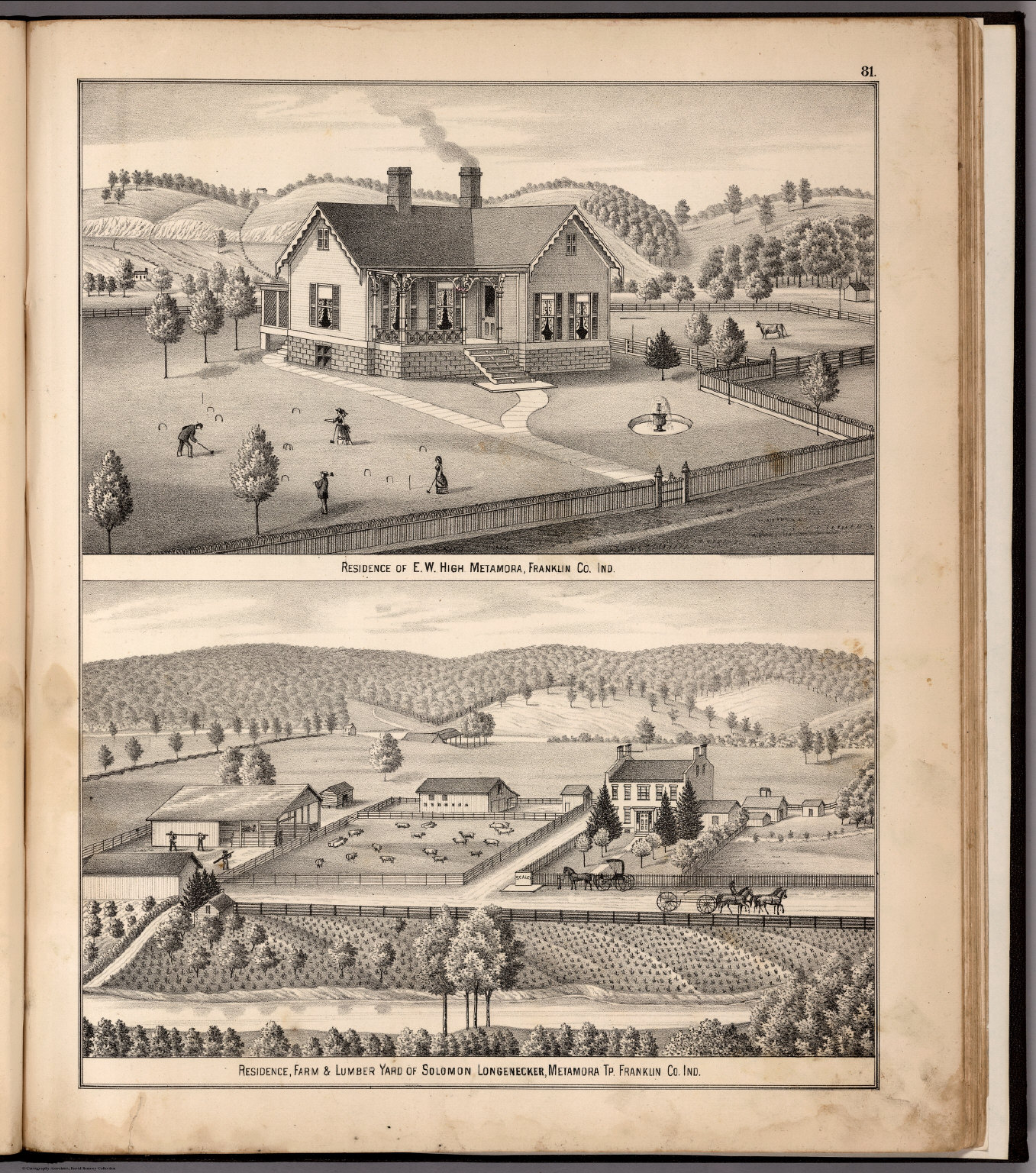 View Residences of E.W. High and of Solomon Longnecker, Franklin