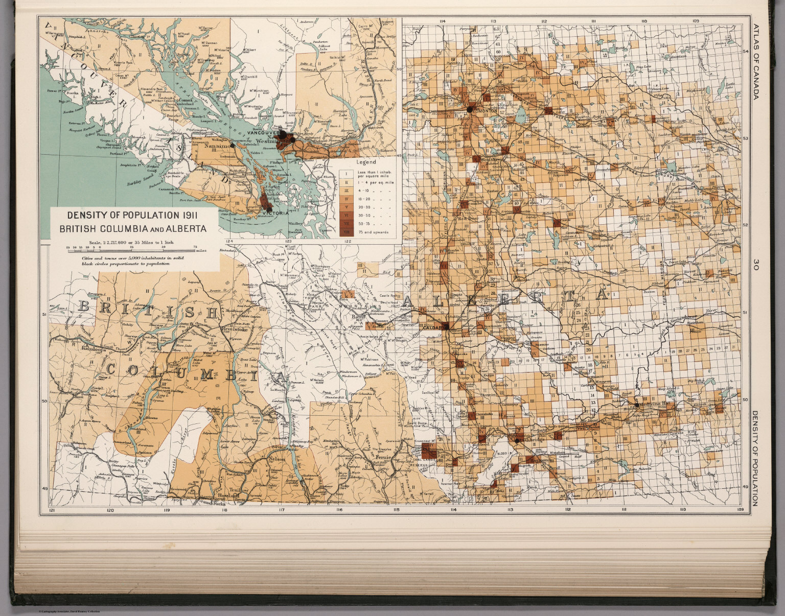 Density of population 1911: British Columbia and Alberta - David Rumsey ...