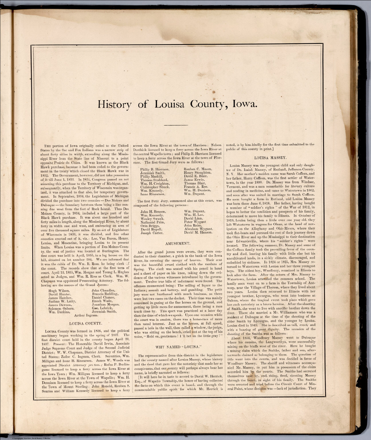 Text History of Louisa County, Iowa. David Rumsey Historical Map