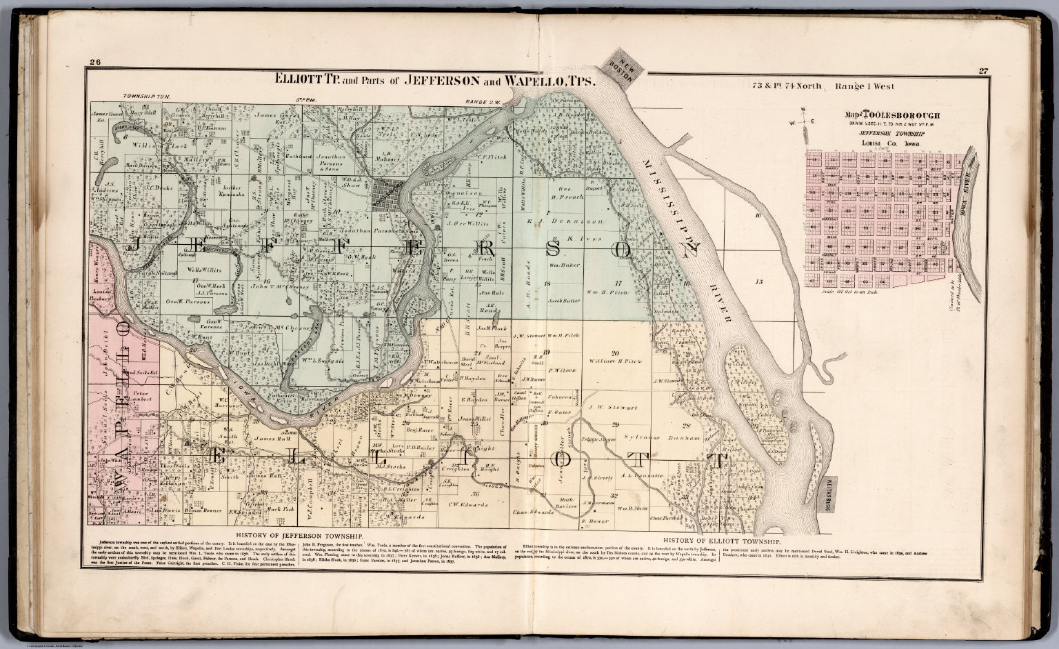 Elliott Tp. and Parts of Jefferson and Wapello, Tps. Toolesborough