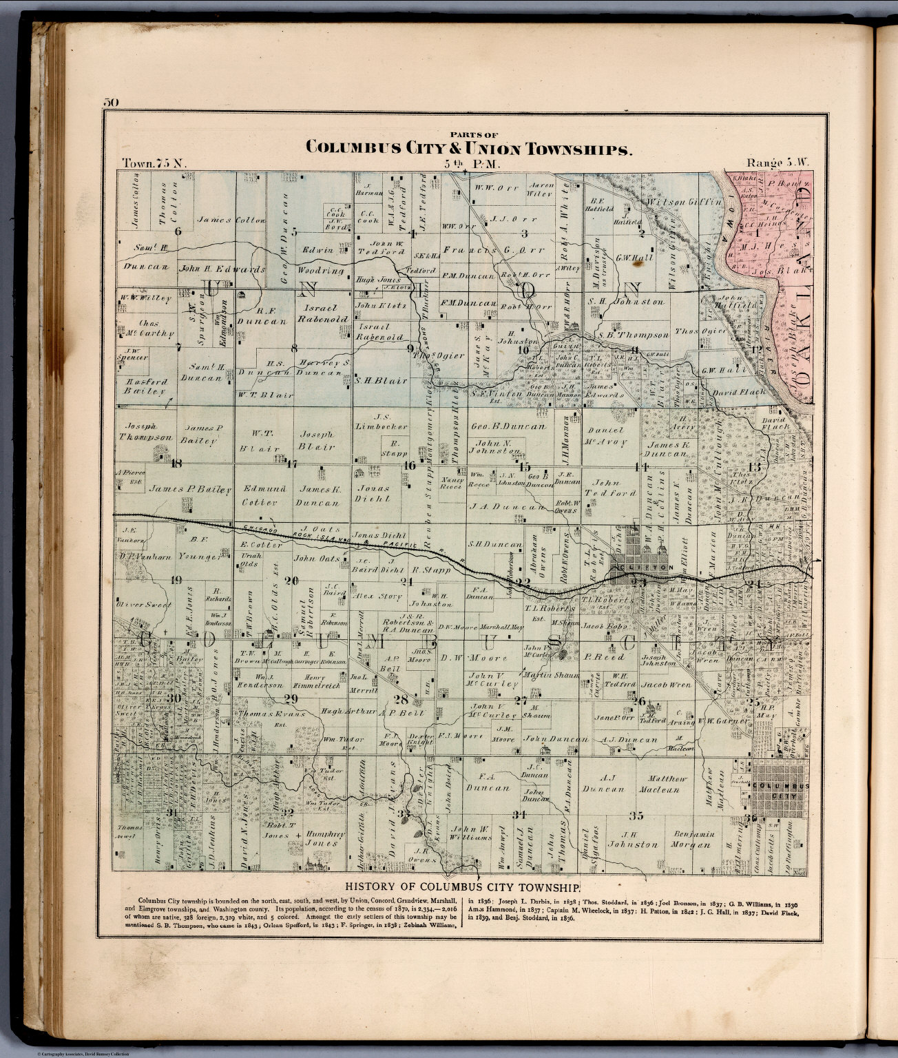 Parts of Columbus City & Union Townships, Louisa County, Iowa. David Rumsey Historical Map