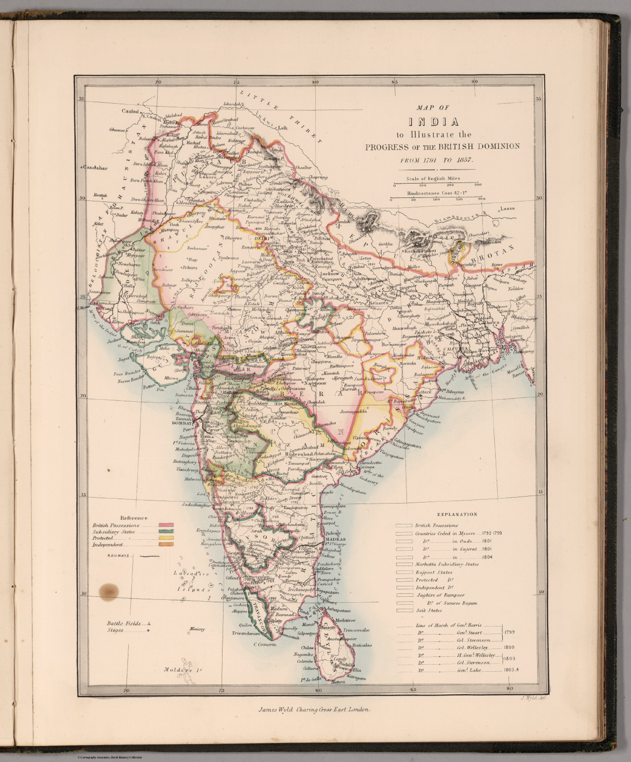 Map of India to Illustrate the Progress of the British Dominion from ...