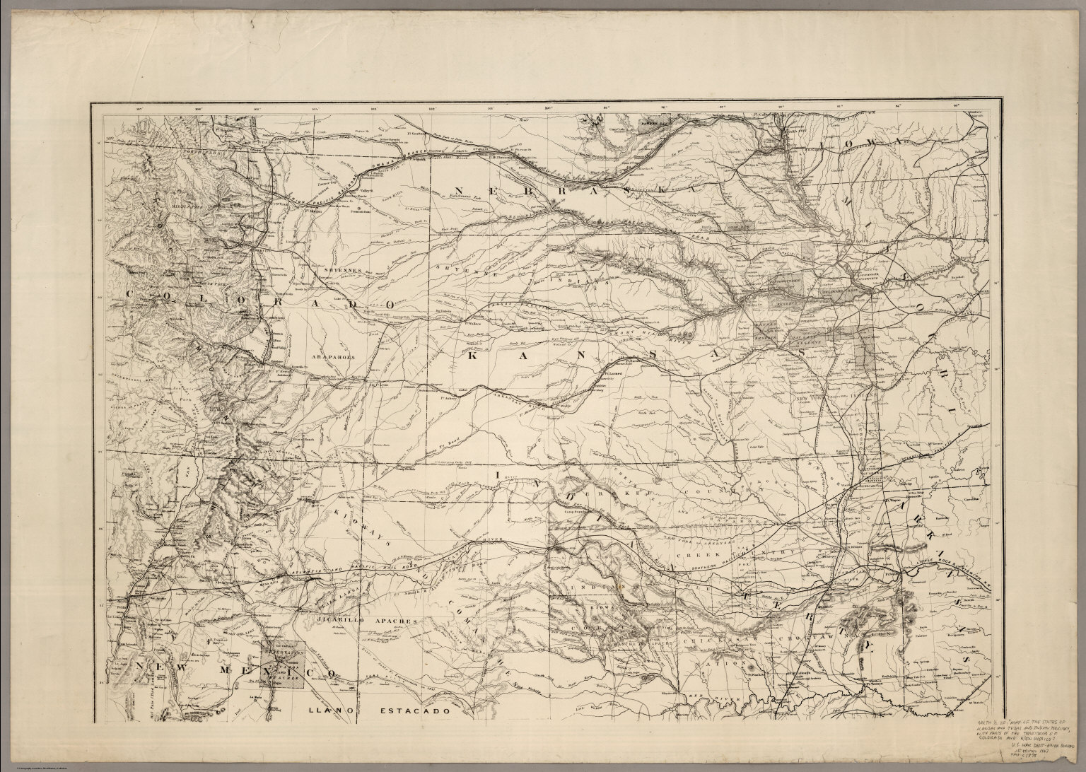 Map Of The States Of Kansas And Texas And Indian Territory David   2464000 