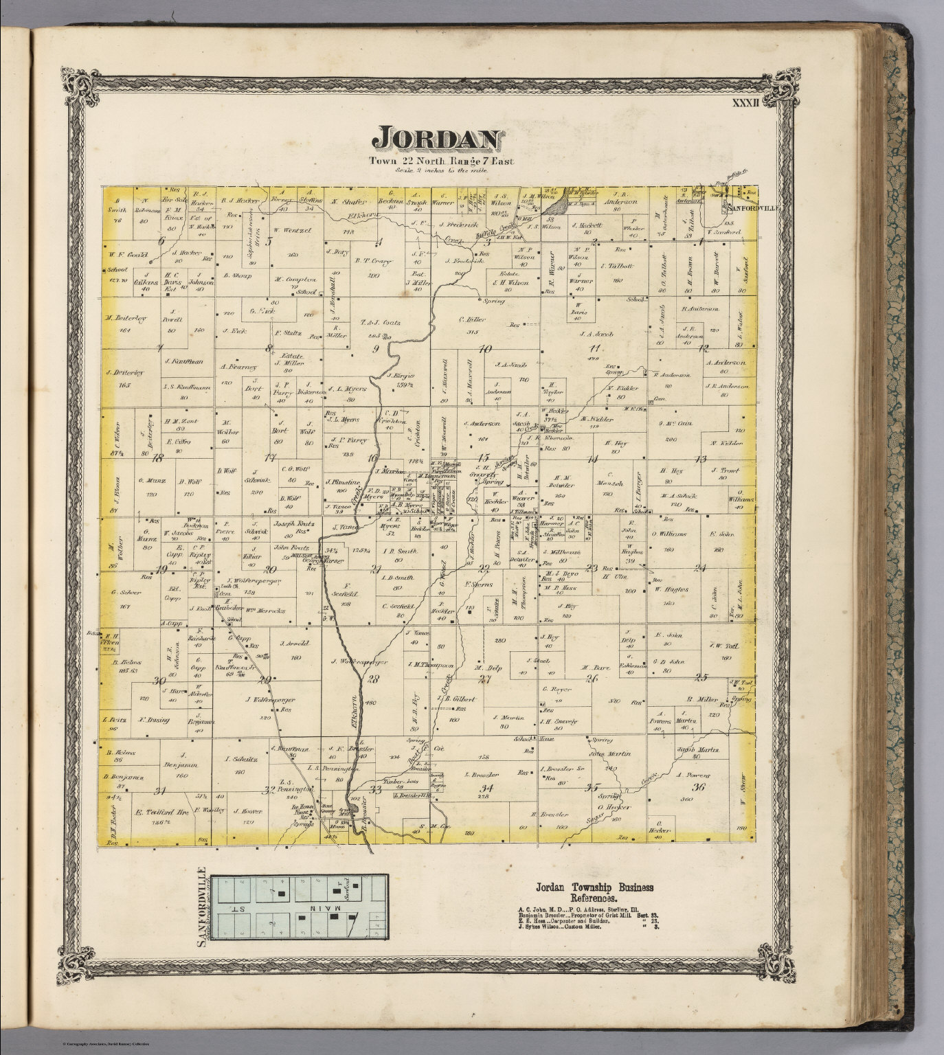 Jordan Township, Whiteside County, Illinois. (inset) Sanfordville ...