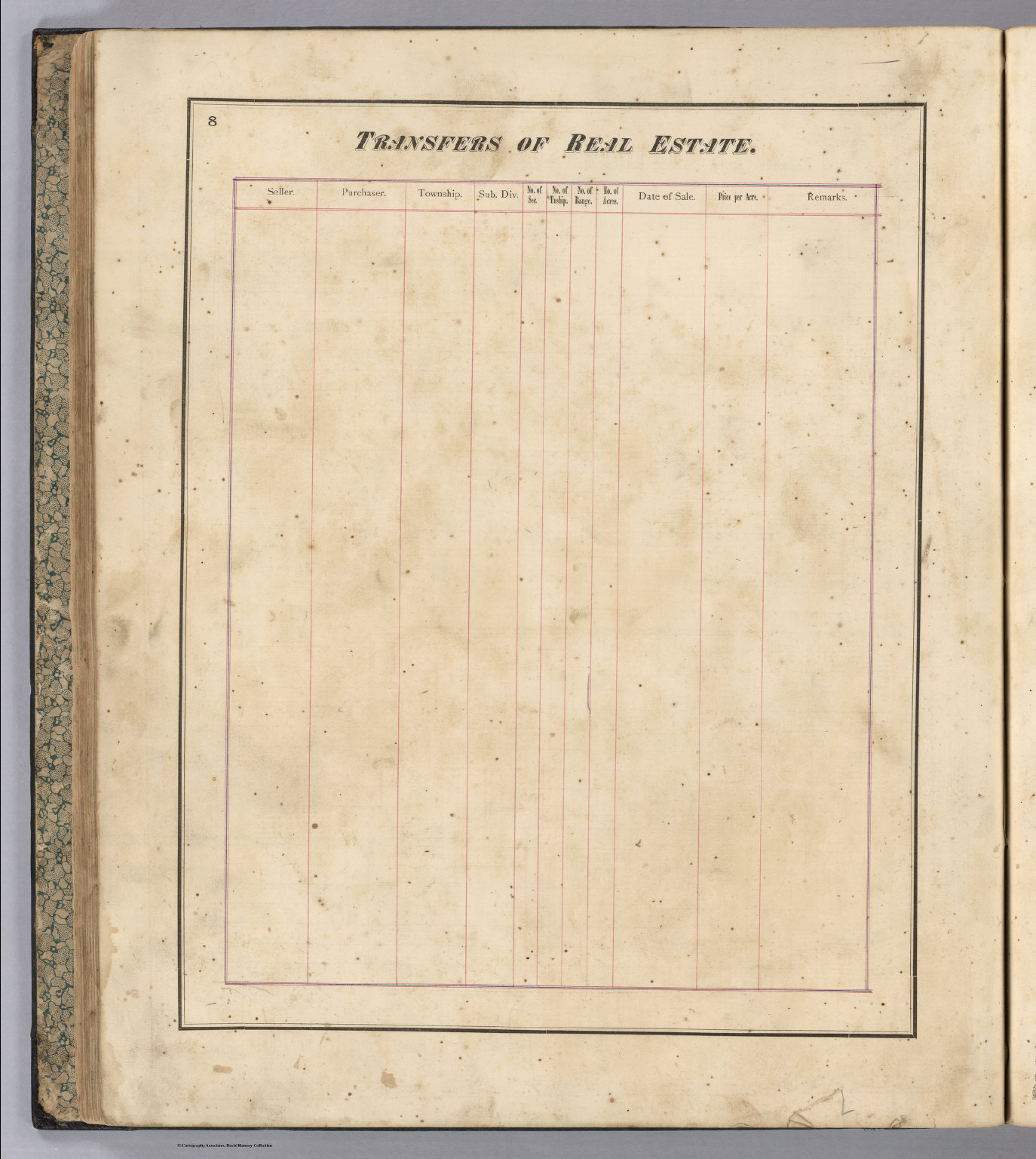 Text Transfers of Real Estate. David Rumsey Historical Map Collection