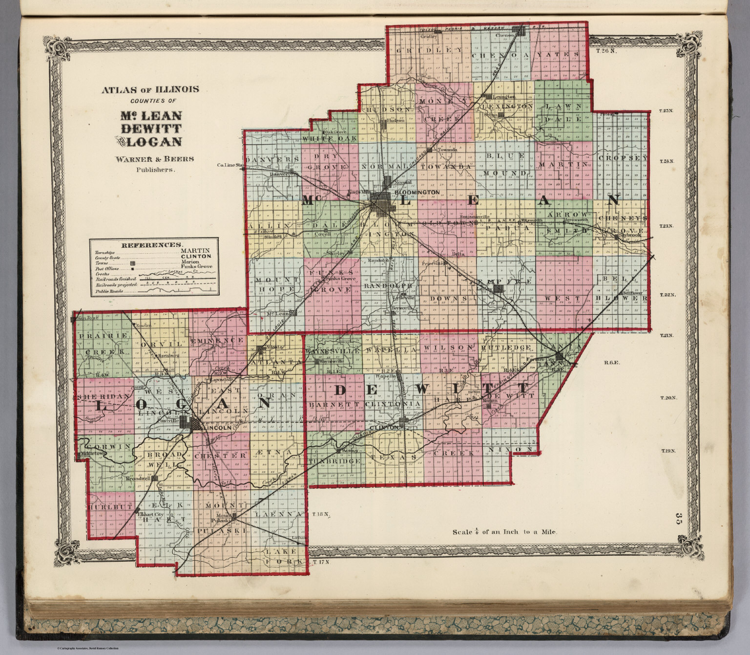 Atlas of Illinois, Counties of McLean, Dewitt and Logan. David Rumsey