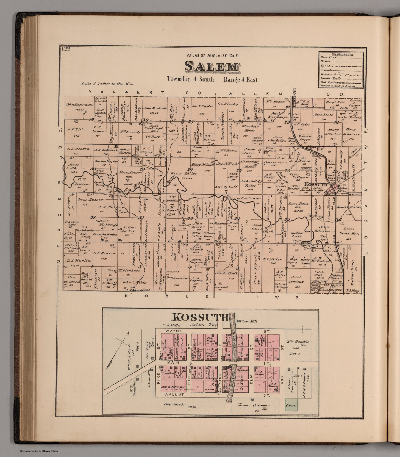 Salem Township, Auglaize County, Ohio. Kossuth. David Rumsey