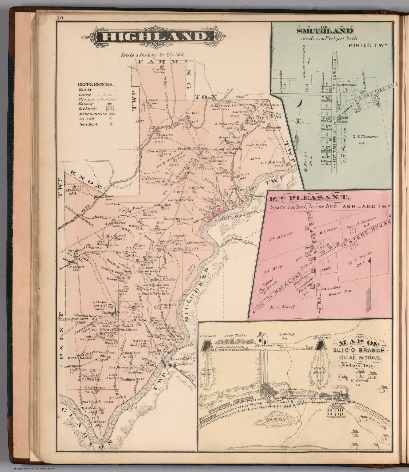 Highland, Clarion County, Pennsylvania. (insets) Smithland. Mt