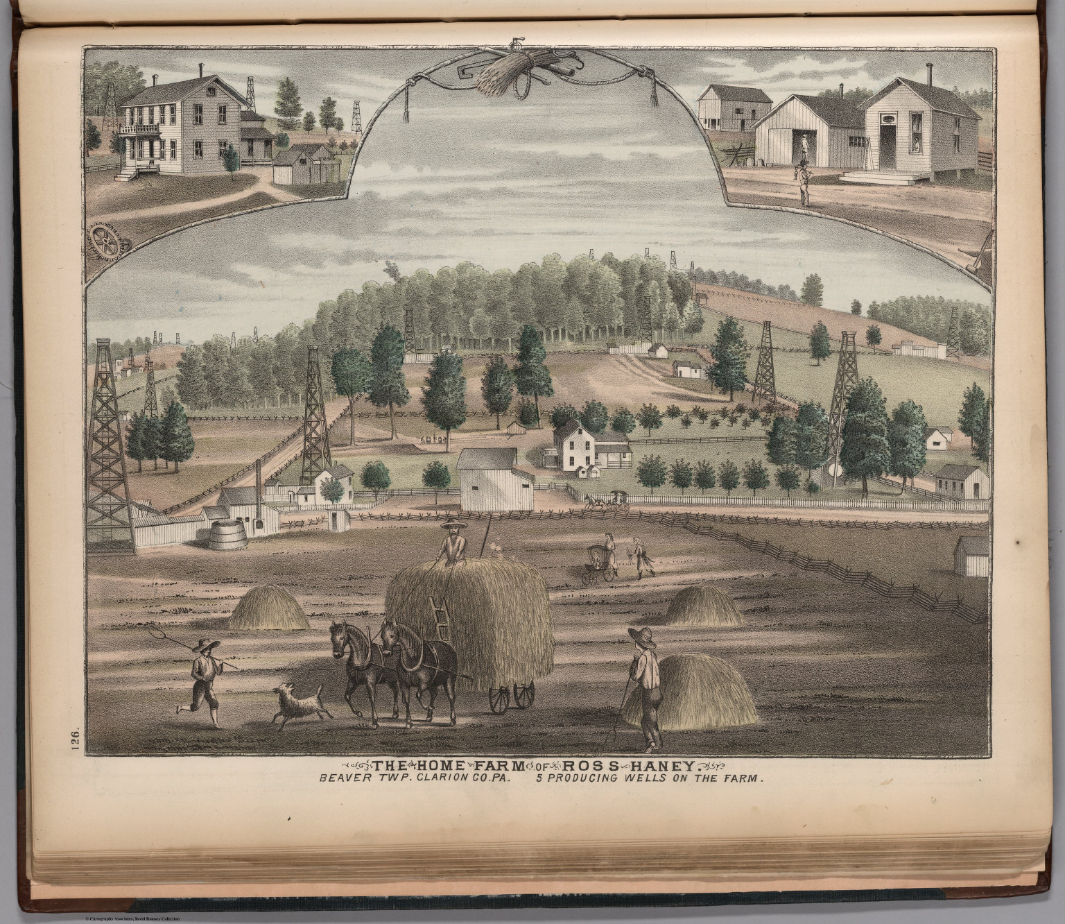 View: Home & Farm of Ross Haney. - David Rumsey Historical Map Collection