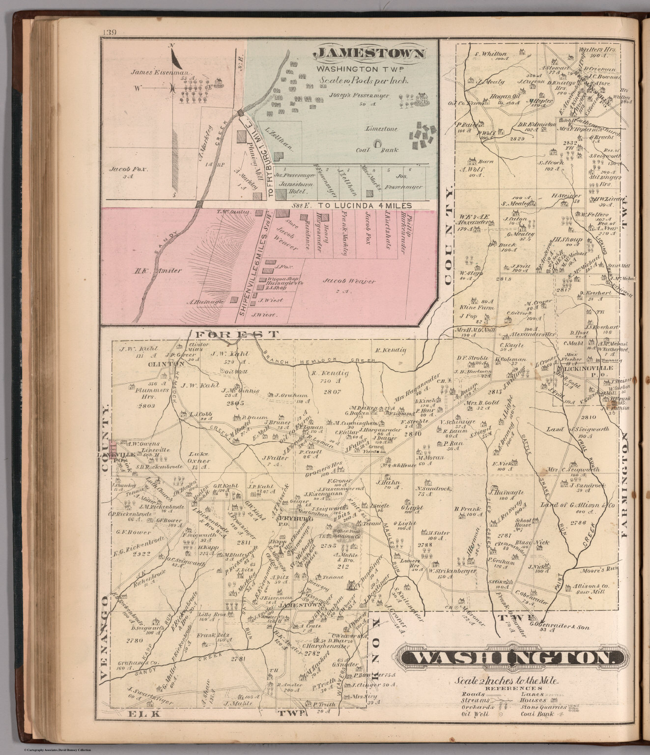 Washington, Clarion County, Pennsylvania. (inset) Jamestown (Marble