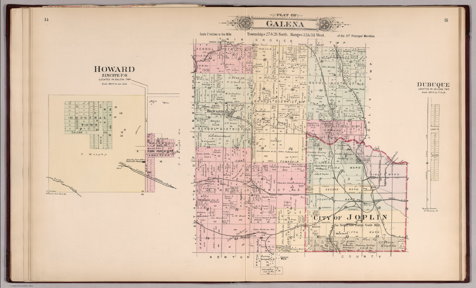 Plat of Galena, Missouri. Howard, Zincite P.O. Dubuque. David Rumsey Historical Map Collection
