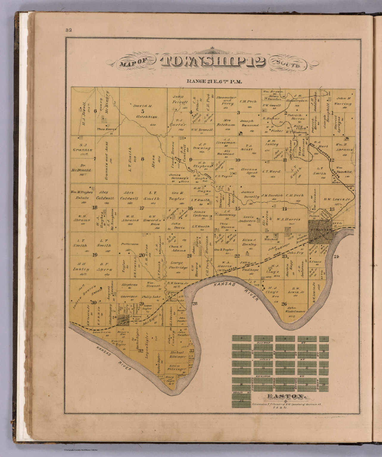 Township 12 South, Ranges 21 E. and 20 E. Easton, Leavenworth County