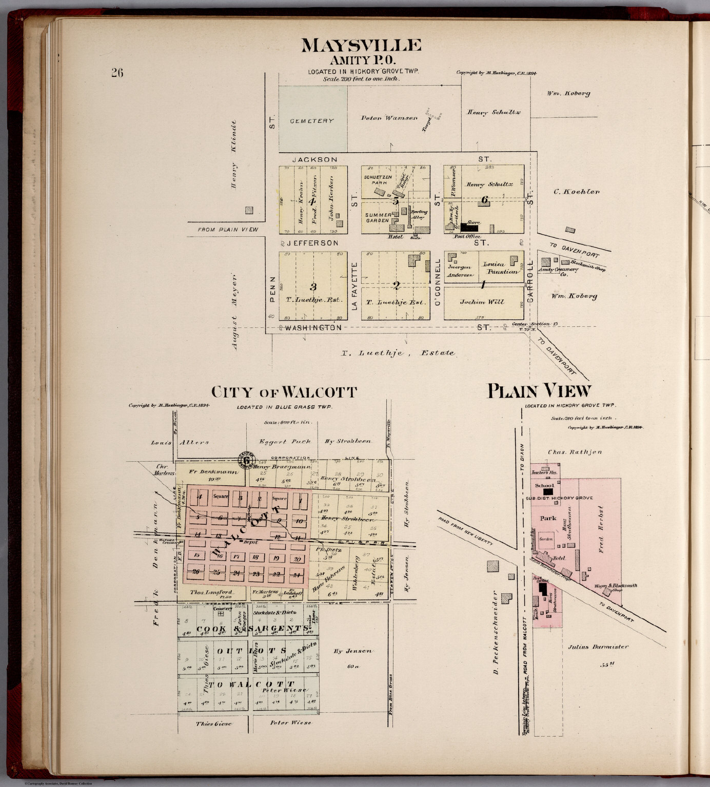 Maysville. City of Walcott. Plain View, Iowa. David Rumsey Historical
