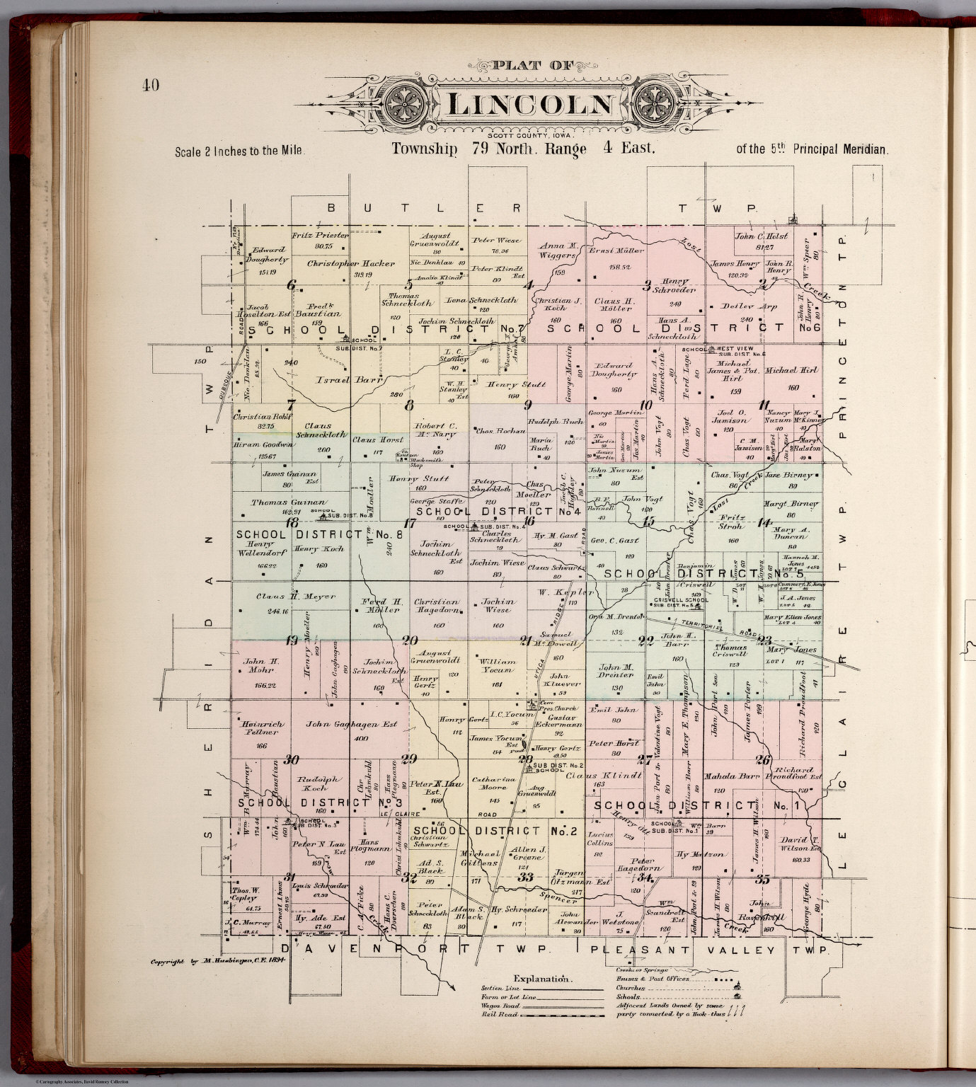 Plat of Lincoln Township, Scott County, Iowa. David Rumsey Historical