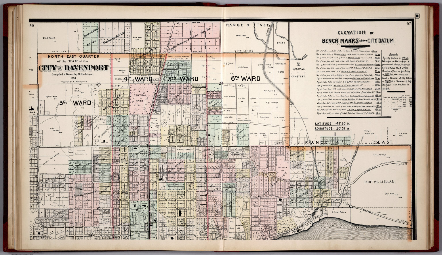 North East Quarter of the Map of the City of Davenport, Iowa. David