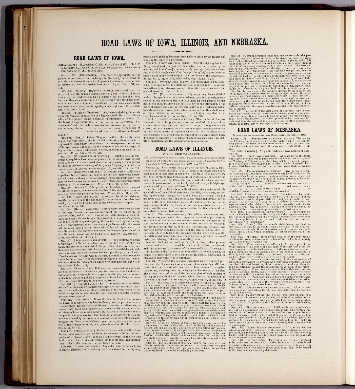 Text Road Laws of Iowa, Illinois and Nebraska. David Rumsey
