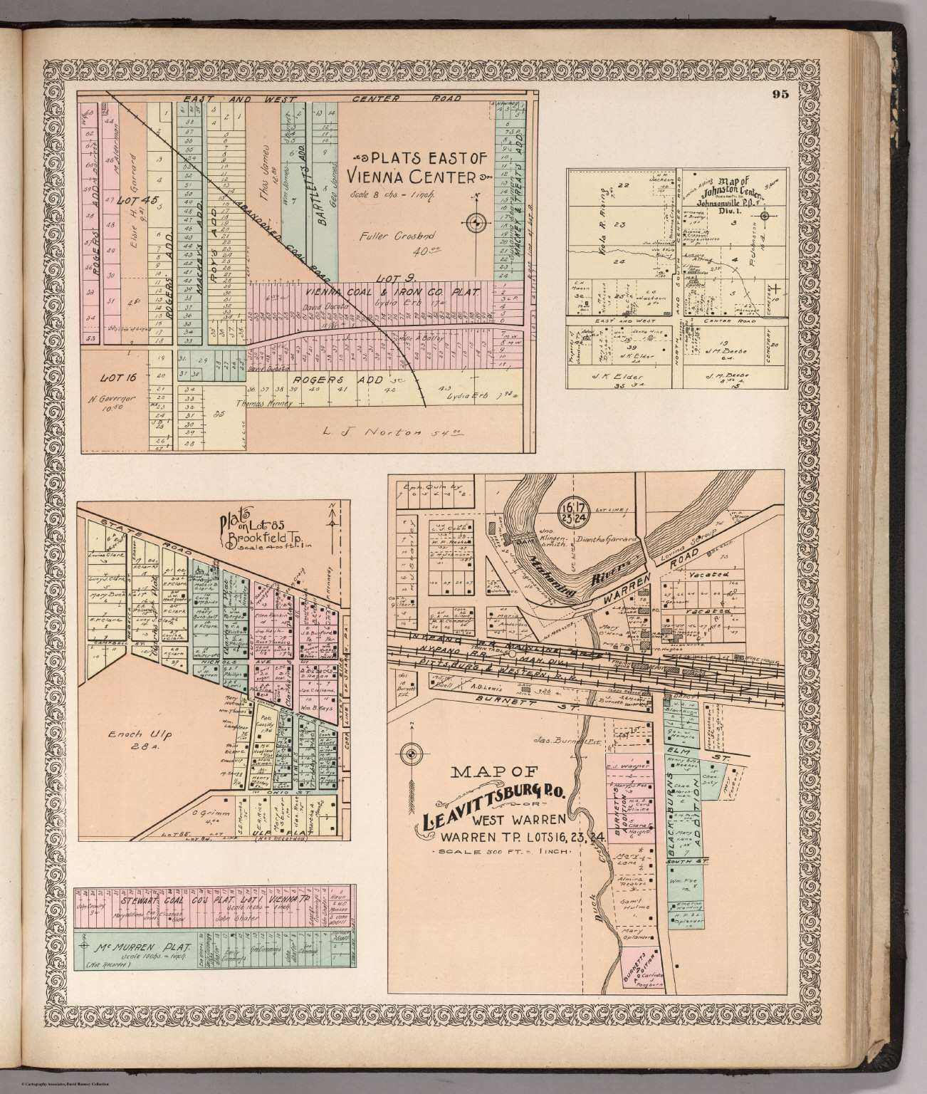 Plats East of Vienna Center. Map of Leavittsburg P.O. Map of Johnston