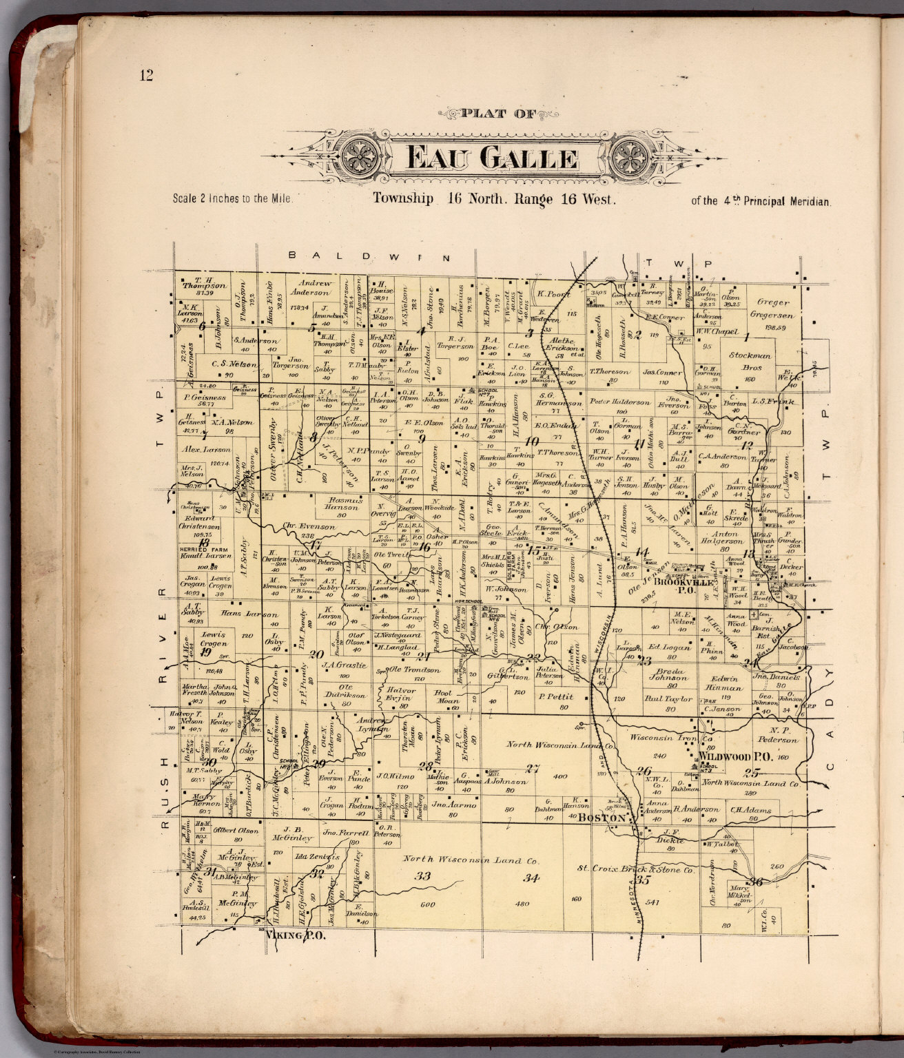 Eau Galle, Saint Croix County, Wisconsin. David Rumsey Historical Map